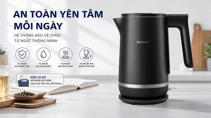 Bình đun siêu tốc Philips 1.7 lít HD9395/90 Màu Đen
