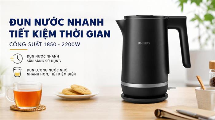 Bình đun siêu tốc Philips 1.7 lít HD9395/90 Màu Đen