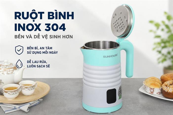 Bình đun siêu tốc Sunhouse 1.8 lít SHD1357 Màu Xanh lá nhạt