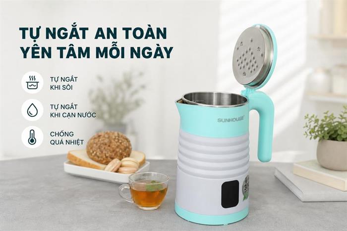 Bình đun siêu tốc Sunhouse 1.8 lít SHD1357 Màu Xanh lá nhạt