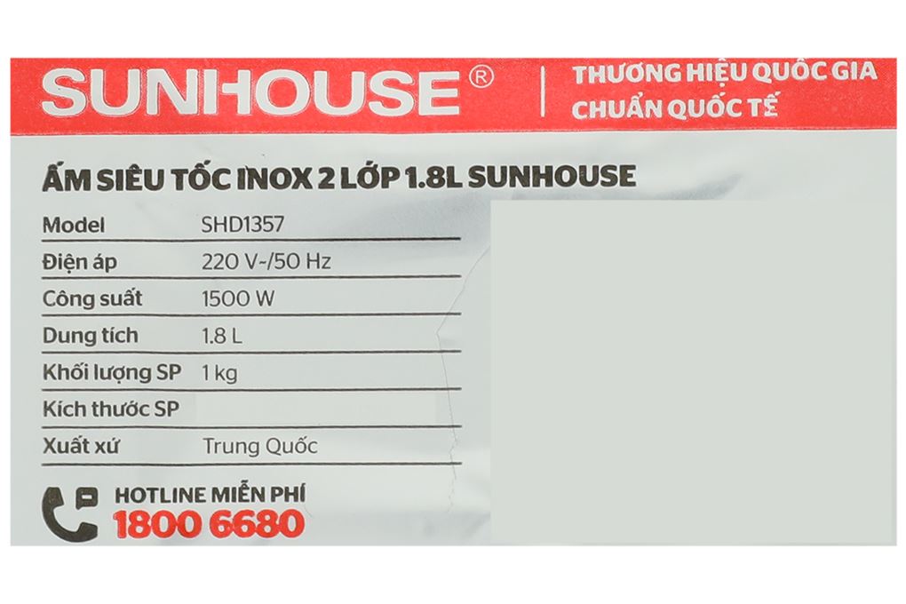 Bình đun siêu tốc Sunhouse 1.8 lít SHD1357 Màu Xanh lá nhạt