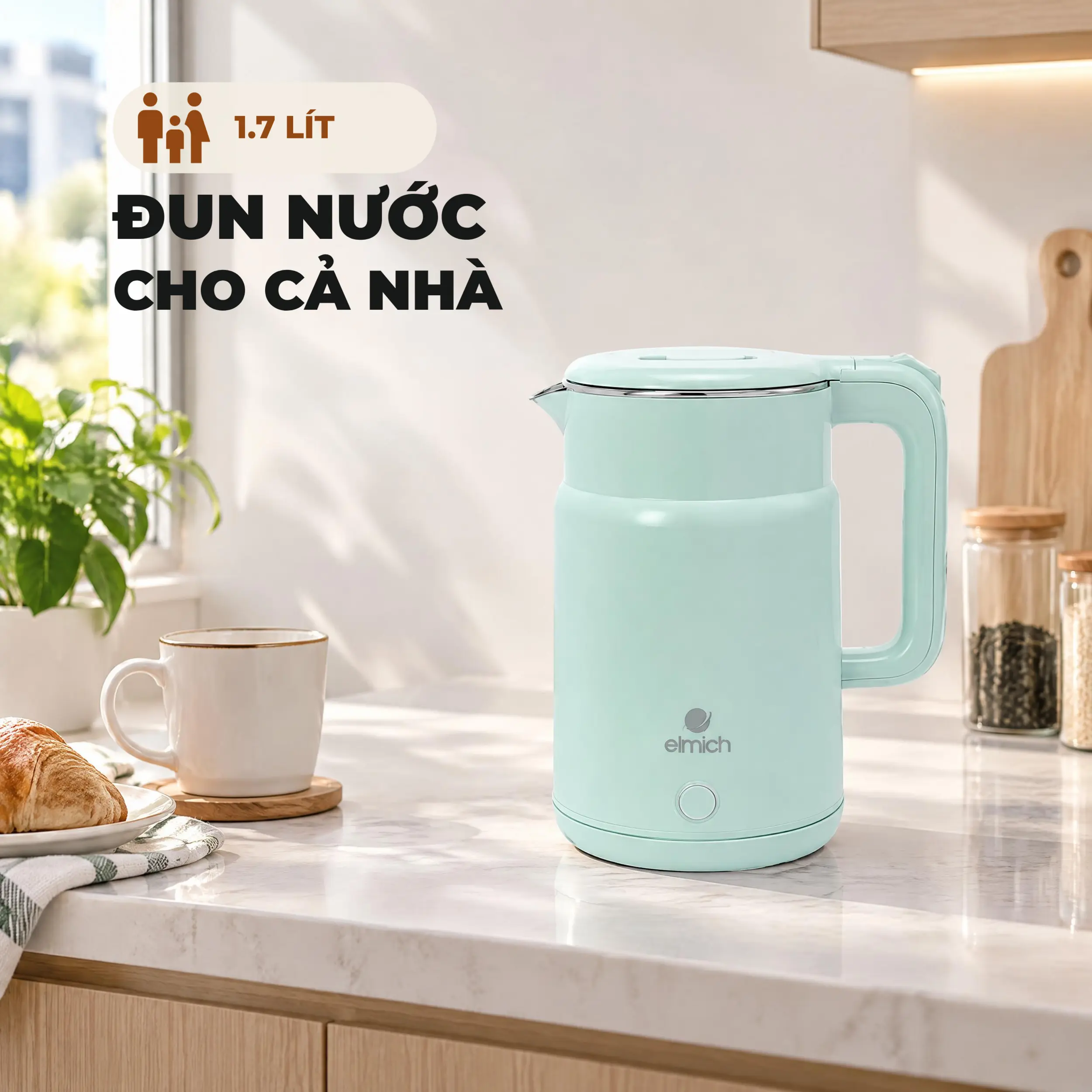Bình đun siêu tốc Elmich 1.7 lít KEE9149 Màu Xanh mint