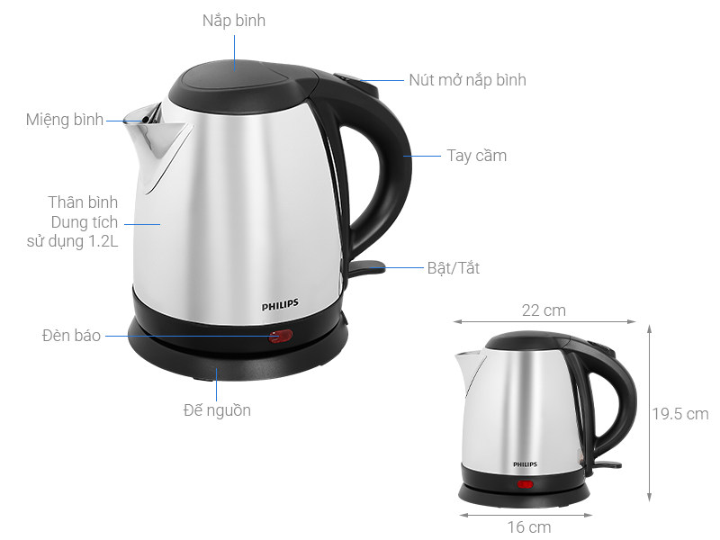 Bình đun siêu tốc Philips 1.2 lít HD9303