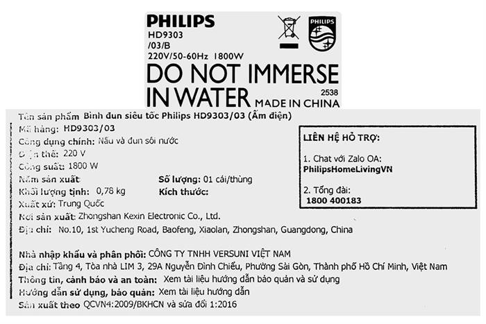 Bình đun siêu tốc Philips 1.2 lít HD9303 Màu Inox