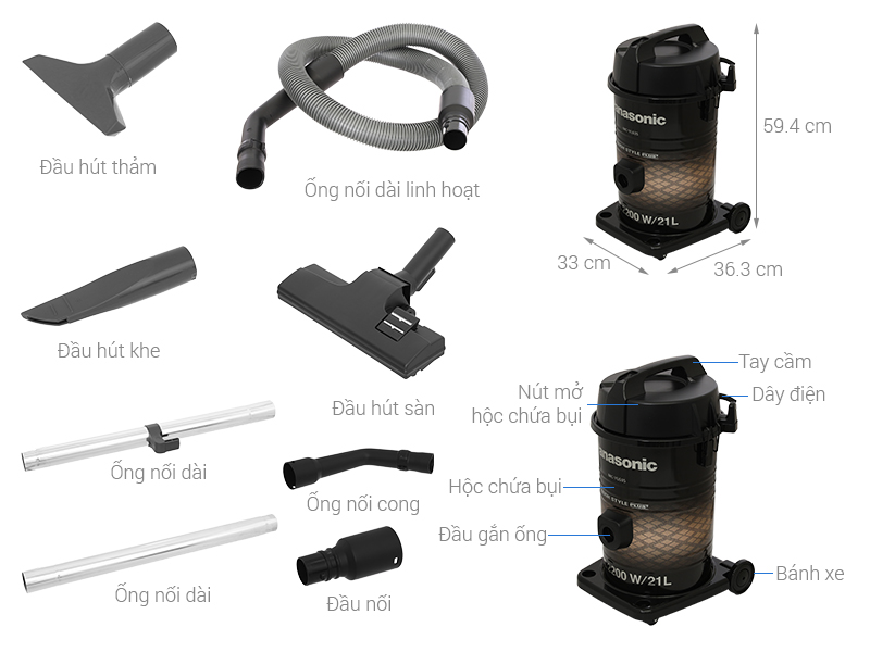 Máy hút bụi công nghiệp Panasonic MC-YL635TN46