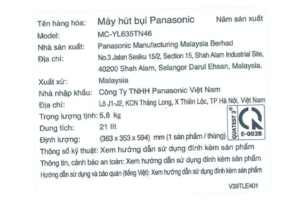 Máy hút bụi công nghiệp Panasonic MC-YL635TN46 - 25
