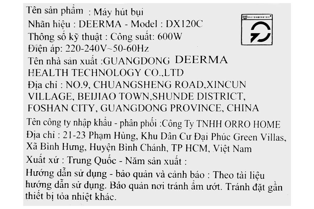 Máy hút bụi cầm tay Deerma DX120C Màu Trắng - Đen