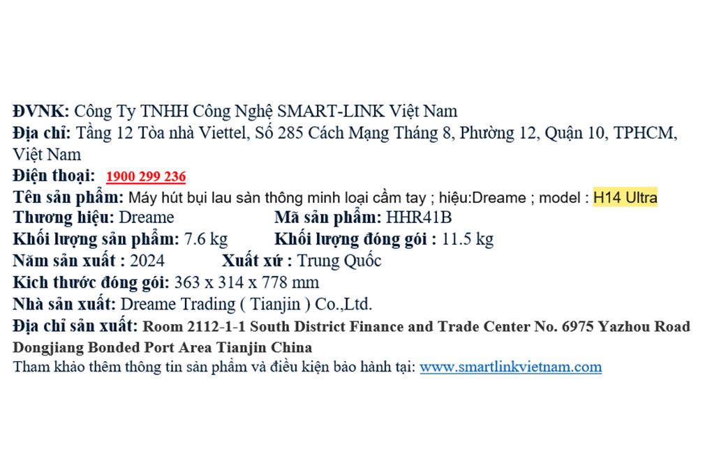Máy hút bụi lau nhà Dreame H14 Ultra Màu Đen