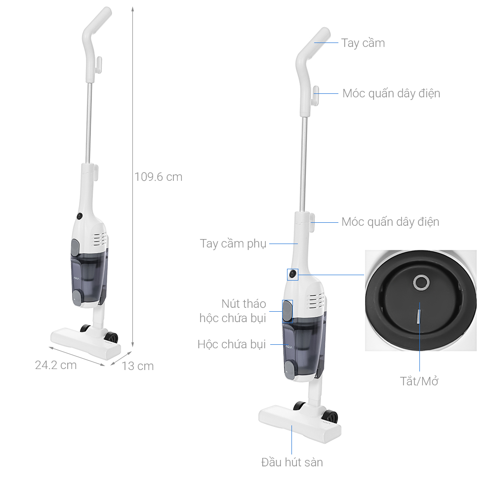 Máy hút bụi cầm tay AQUA AQS-CCX600R(W)-VN