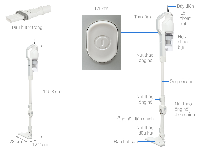 Máy hút bụi cầm tay AQUA AQS-CCXL8R(W)-VN