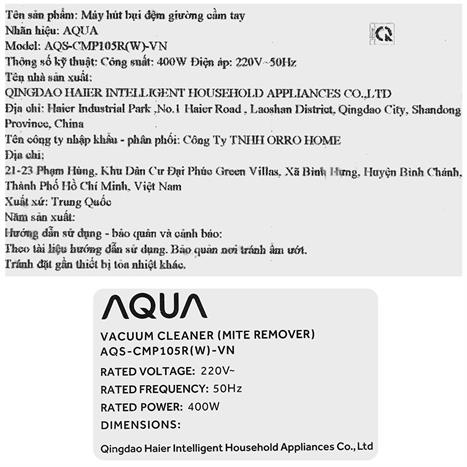 Máy hút bụi đệm giường AQUA AQS-CMP105R(W)-VN Màu Trắng