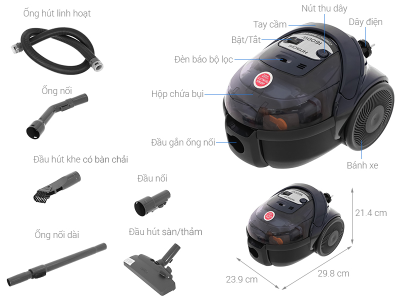 Máy hút bụi dạng hộp Hitachi CV-SF16A