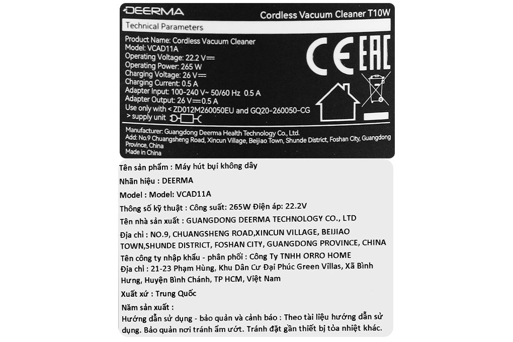 Máy hút bụi cầm tay Deerma VCAD11A Màu Trắng