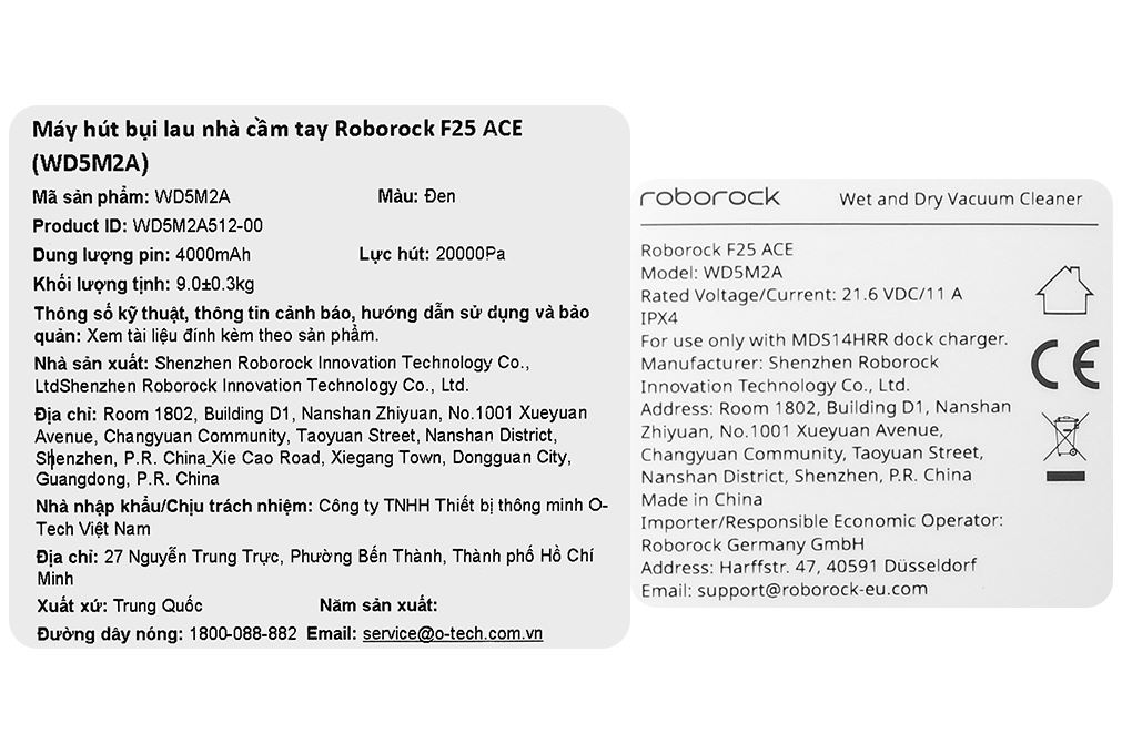Máy hút bụi cầm tay Roborock F25 Ace Màu Đen