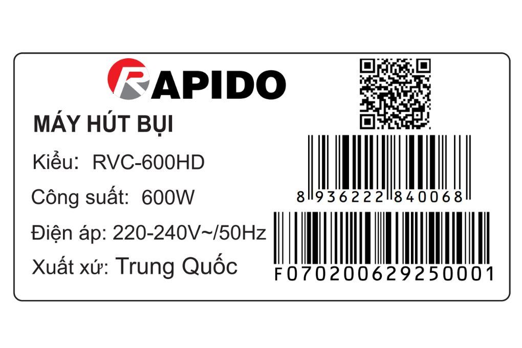 Máy hút bụi cầm tay Rapido RVC-600HD - 8