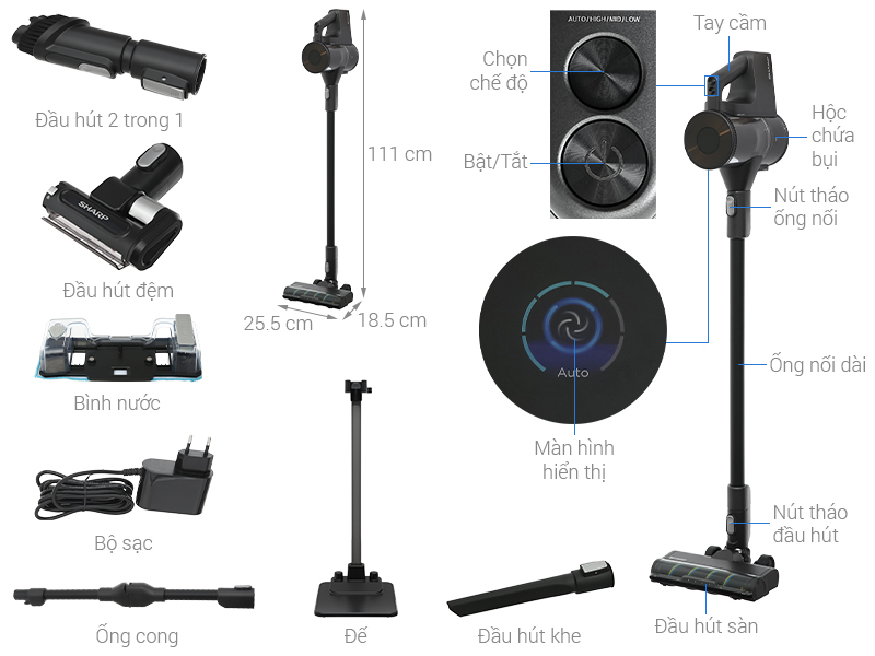Máy hút bụi không dây Sharp EC-SG94V-B