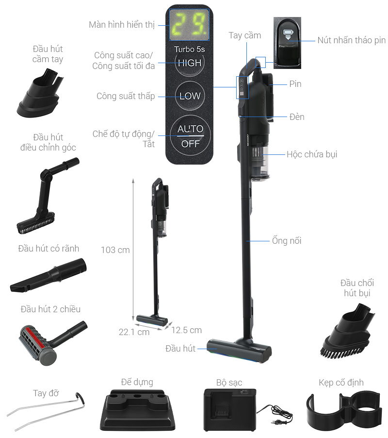 Máy hút bụi không dây Sharp EC-SR10-B