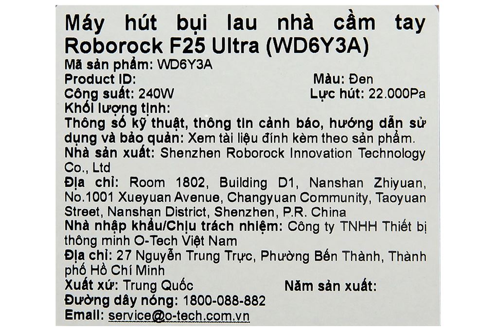 Máy hút bụi lau nhà Roborock F25 Ultra Màu Đen