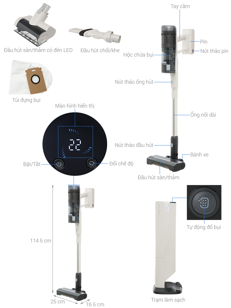 Máy hút bụi cầm tay Roborock H60 Hub Pro