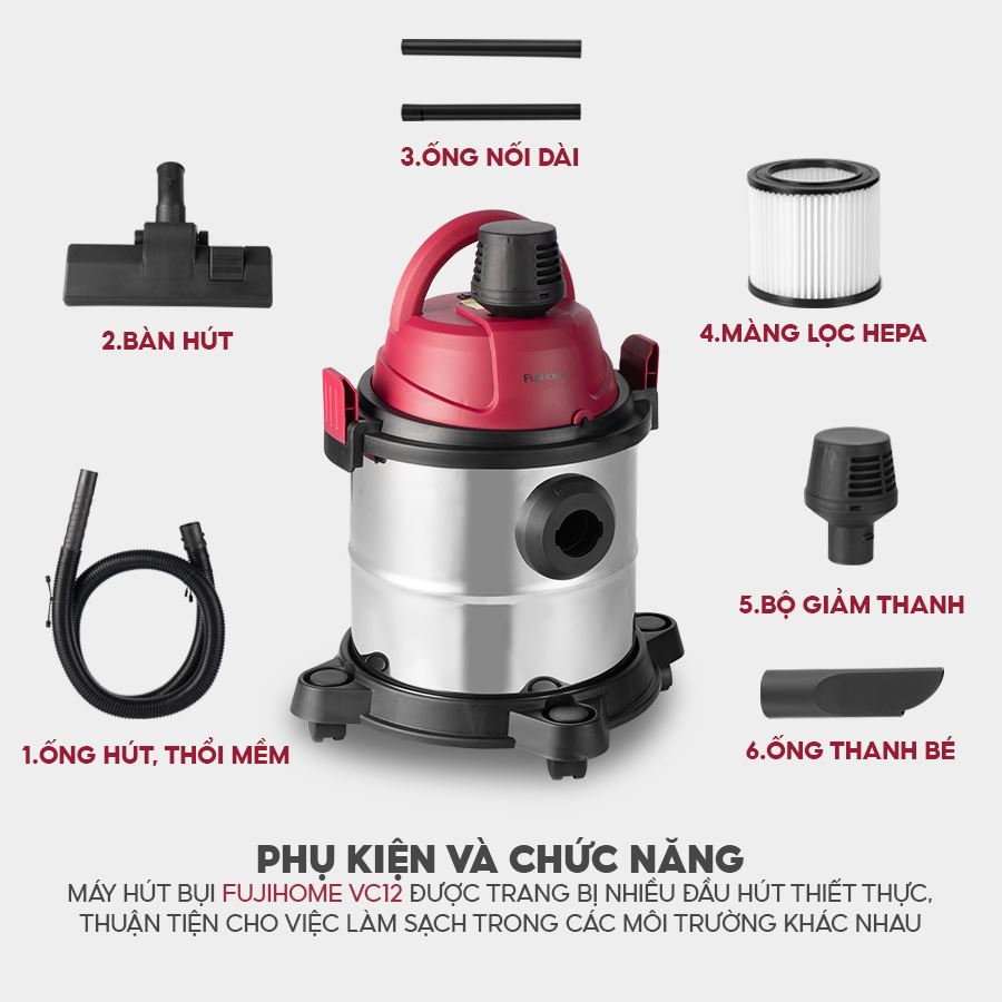 Máy hút bụi dạng hộp FUJIHOME VC12 - 13