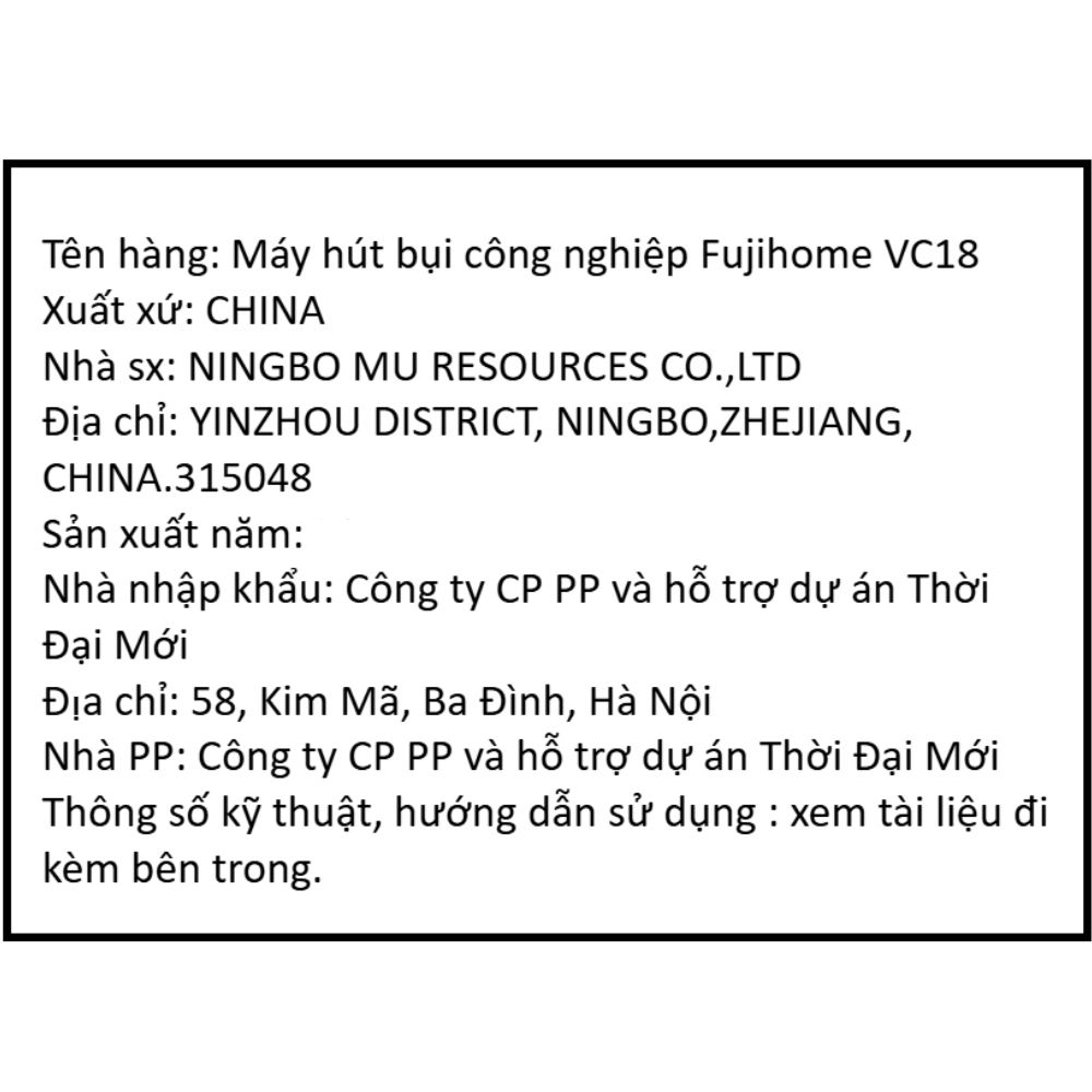 Máy hút bụi dạng hộp FUJIHOME VC18 - 16