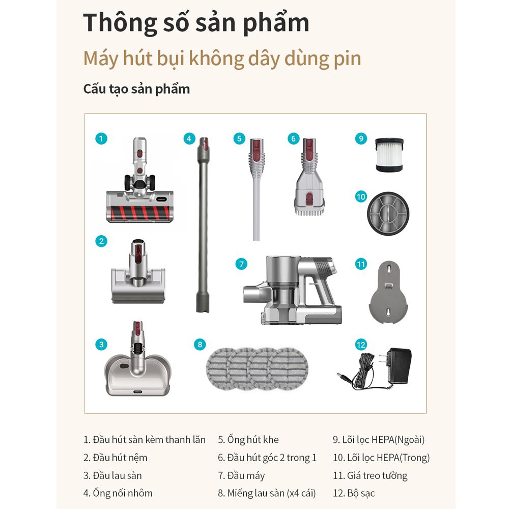 Máy hút bụi không dây Lock&Lock ENV356GRY Màu Xám