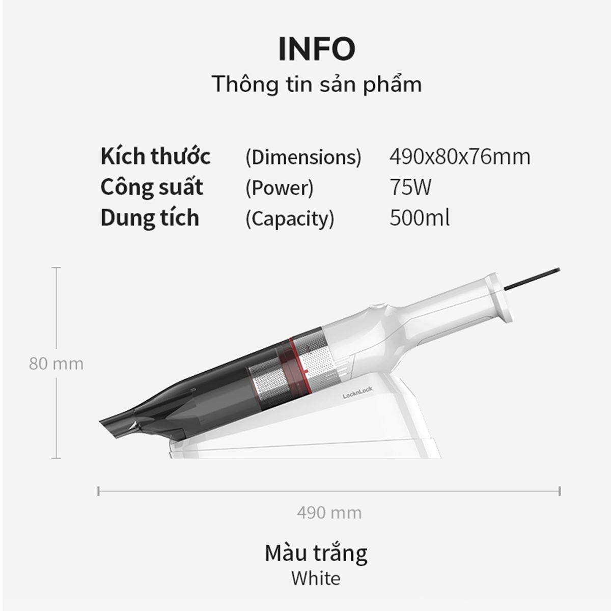 Máy hút bụi không dây Lock&Lock ENV136WHT - 14