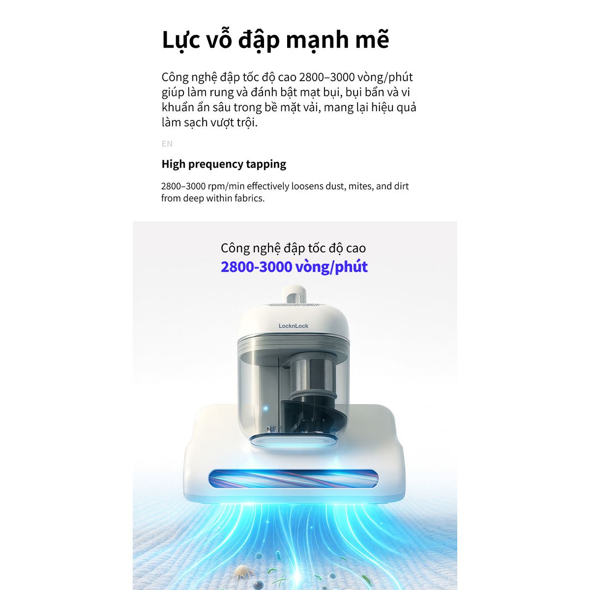 Máy hút bụi đệm giường Lock&Lock ENV818IVY Màu Trắng