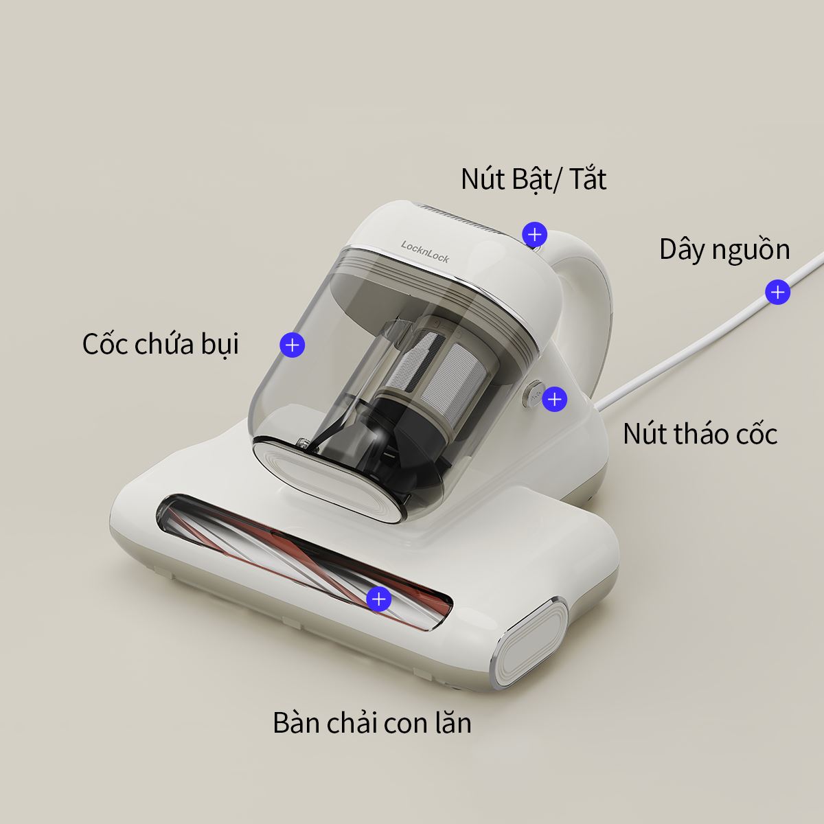 Máy hút bụi đệm giường Lock&Lock ENV818IVY Màu Trắng