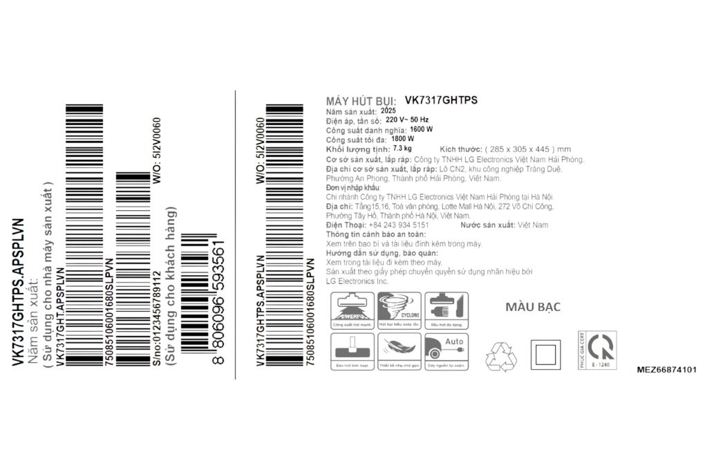 Máy hút bụi dạng hộp LG VK7317GHTPS - 38