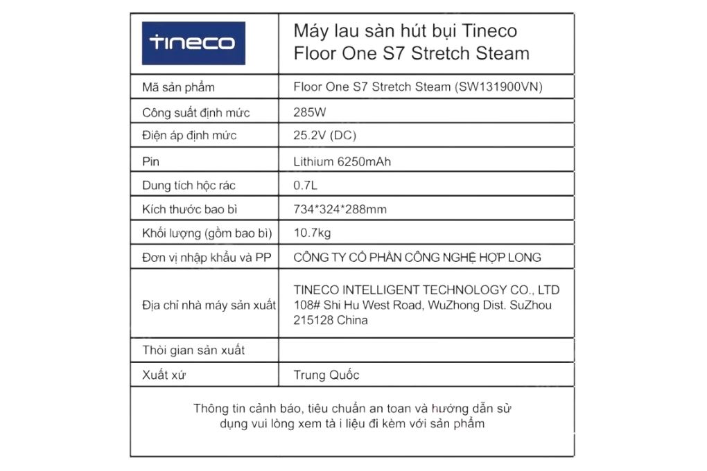 Máy hút bụi lau nhà Tineco Floor One S7 Stretch Steam Màu Đen