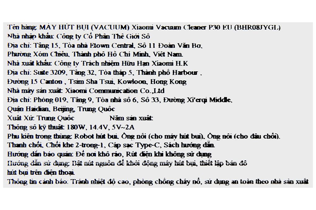 Máy hút bụi cầm tay Xiaomi P30 EU Màu Trắng