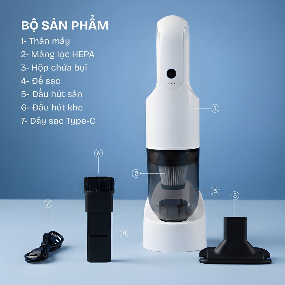 Máy hút bụi cầm tay FUJIHOME VC01 Màu Trắng