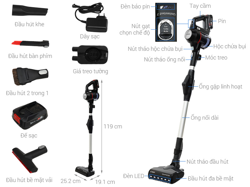 Máy hút bụi không dây Bosch BCS712XXL