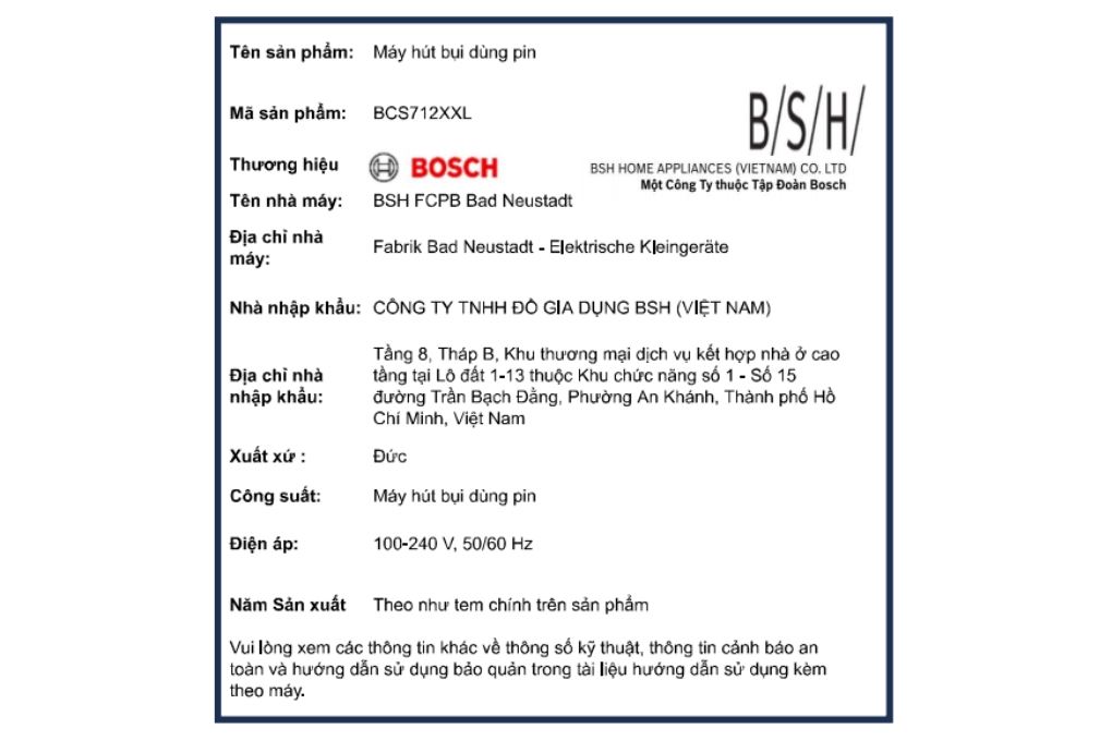 Máy hút bụi không dây Bosch BCS712XXL - 22