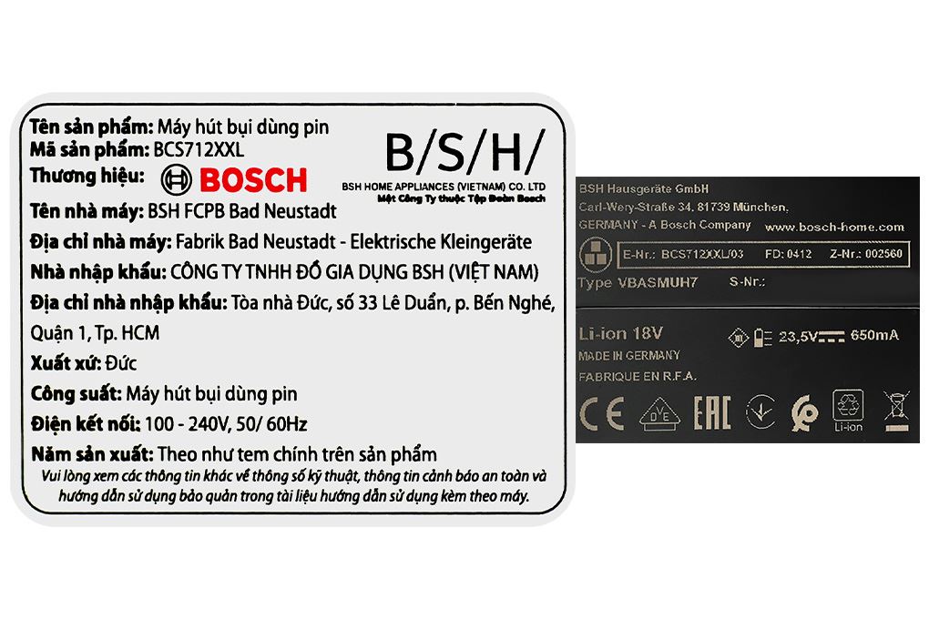Máy hút bụi không dây Bosch BCS712XXL - 26