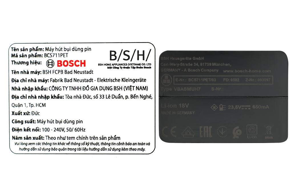 Máy hút bụi không dây Bosch BCS711PET Màu Đỏ