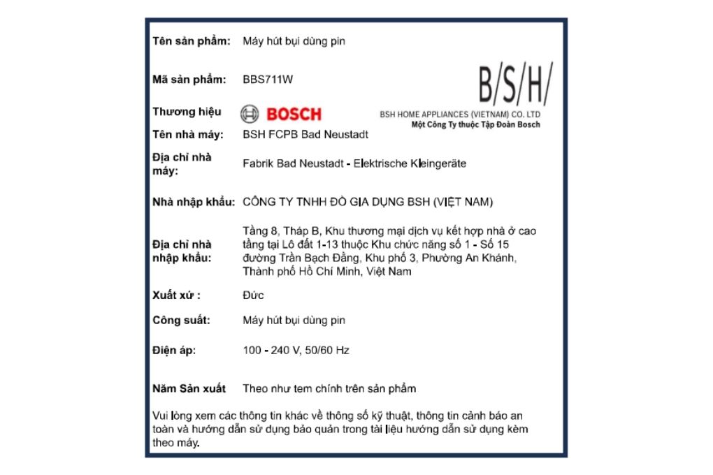 Máy hút bụi không dây Bosch BBS711W - 33