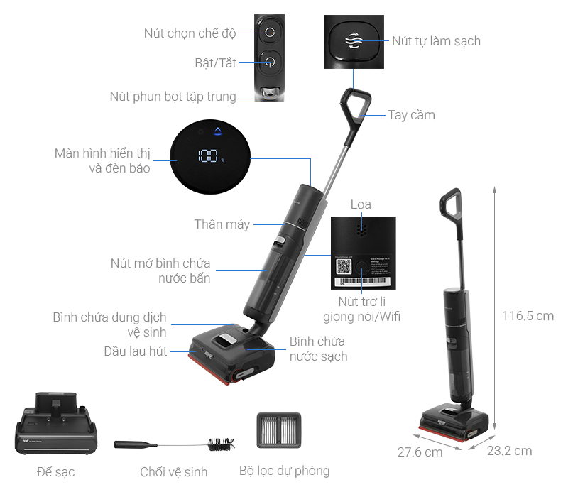 Máy hút bụi lau sàn Dreame H15 Pro Foamwash