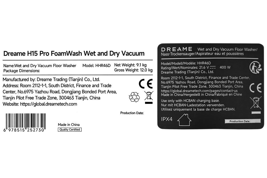 Máy hút bụi lau sàn Dreame H15 Pro Foamwash Màu Trắng