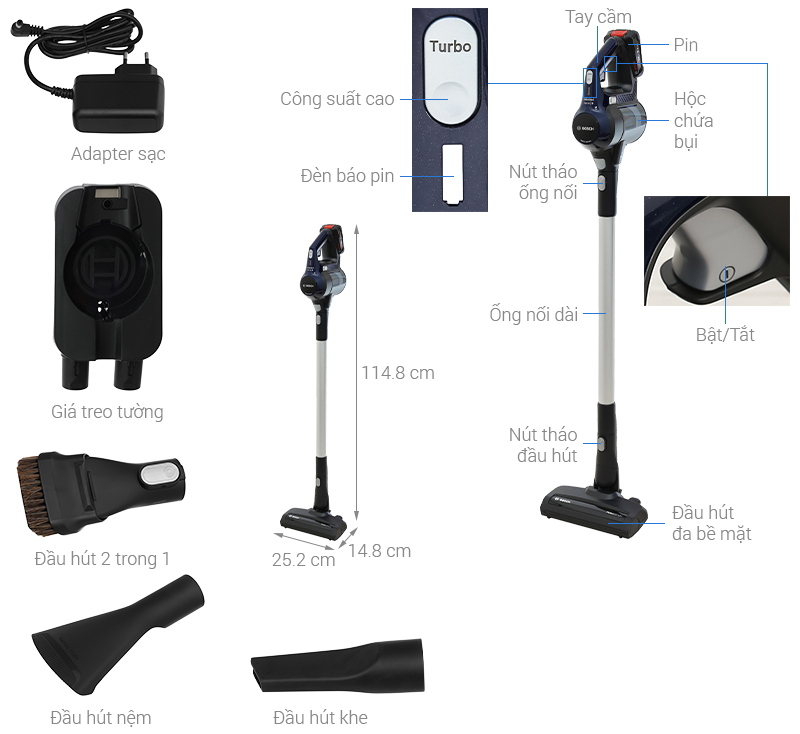 Máy hút bụi không dây Bosch BBS611MAT