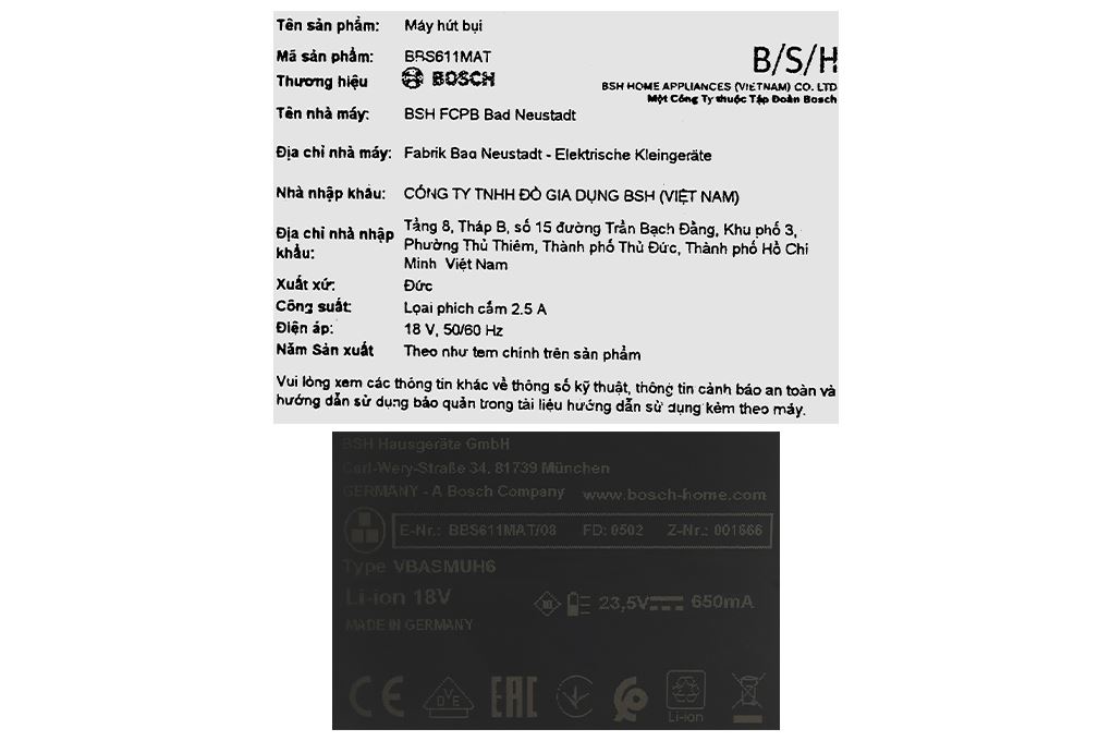 Máy hút bụi không dây Bosch BBS611MAT - 23