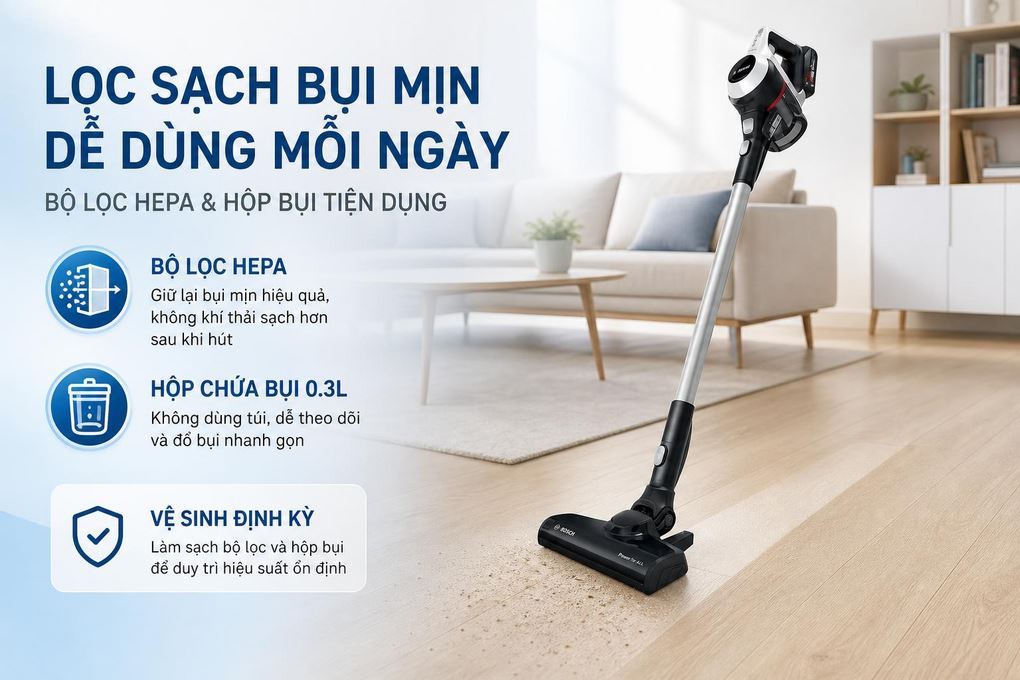 Máy hút bụi không dây Bosch BCS61113 Màu Trắng