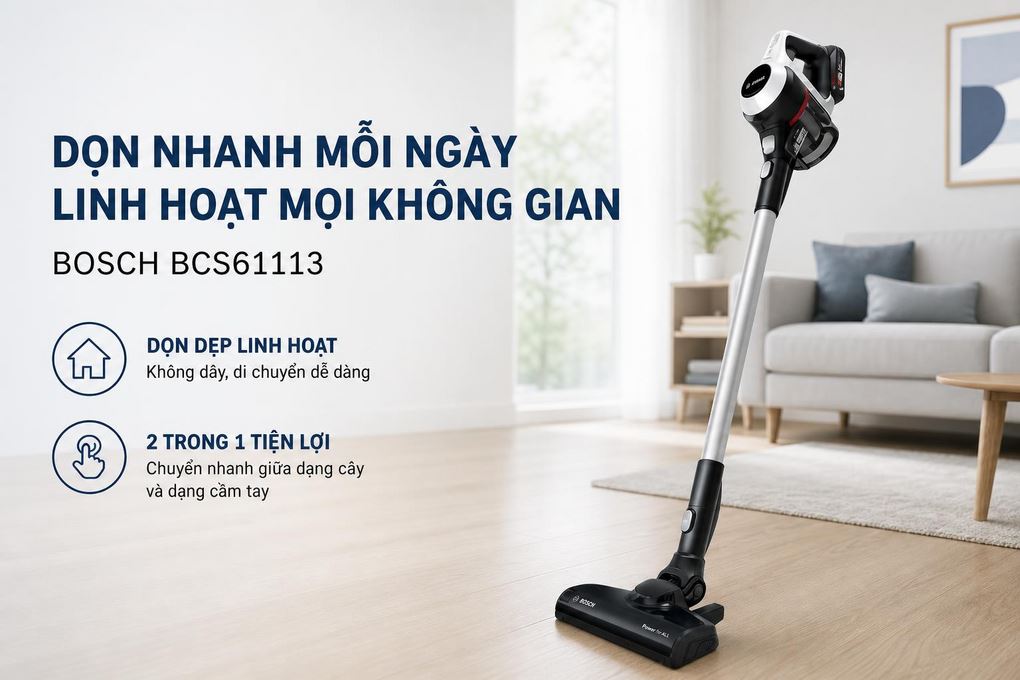 Máy hút bụi không dây Bosch BCS61113 Màu Trắng