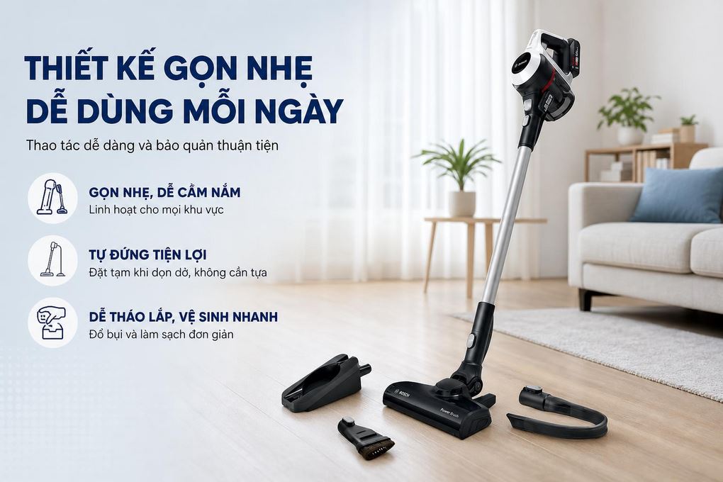 Máy hút bụi không dây Bosch BCS61113 Màu Trắng
