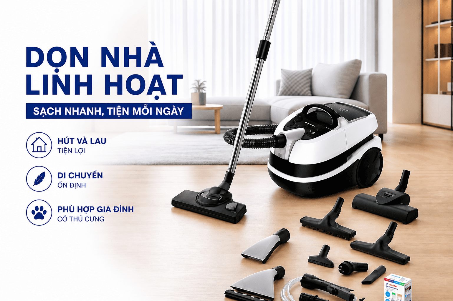 Máy hút bụi dạng hộp Bosch BWD421PRO Màu Trắng