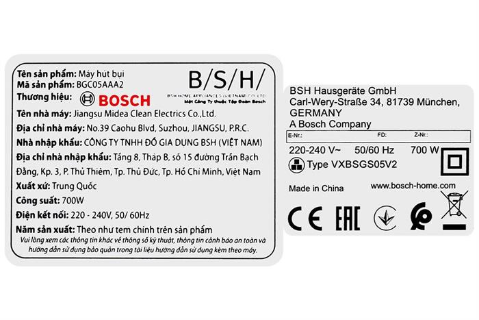 Máy hút bụi dạng hộp Bosch BGC05AAA2 Màu Đỏ