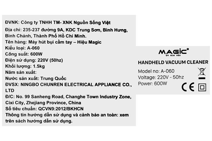 Máy hút bụi cầm tay Magic A-060 Màu Xanh