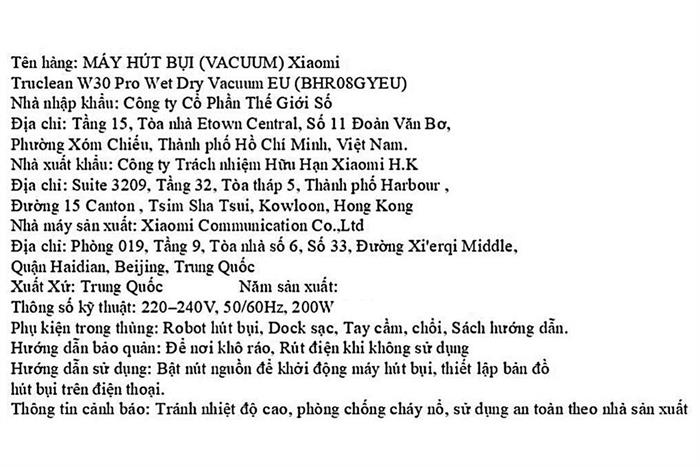 Máy hút bụi lau sàn Xiaomi Truclean W30 Pro Màu Trắng - Đen