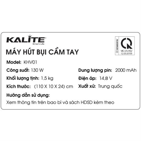 Máy hút bụi cầm tay Kalite KHV01 Màu Trắng